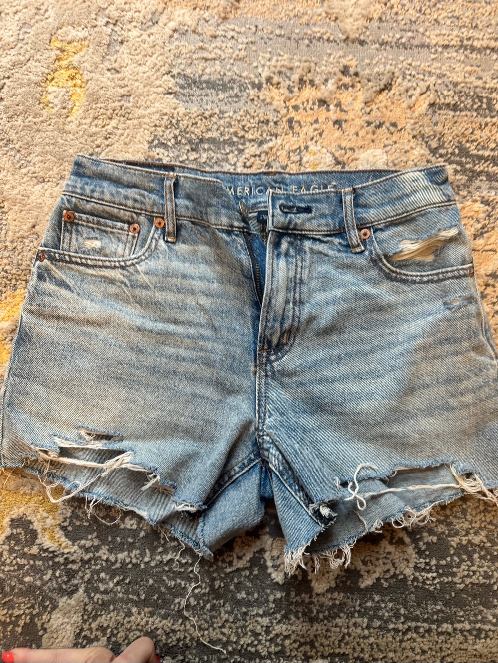 American Eagle Outfitters Light Blue Ripped Denim Jean Shorts